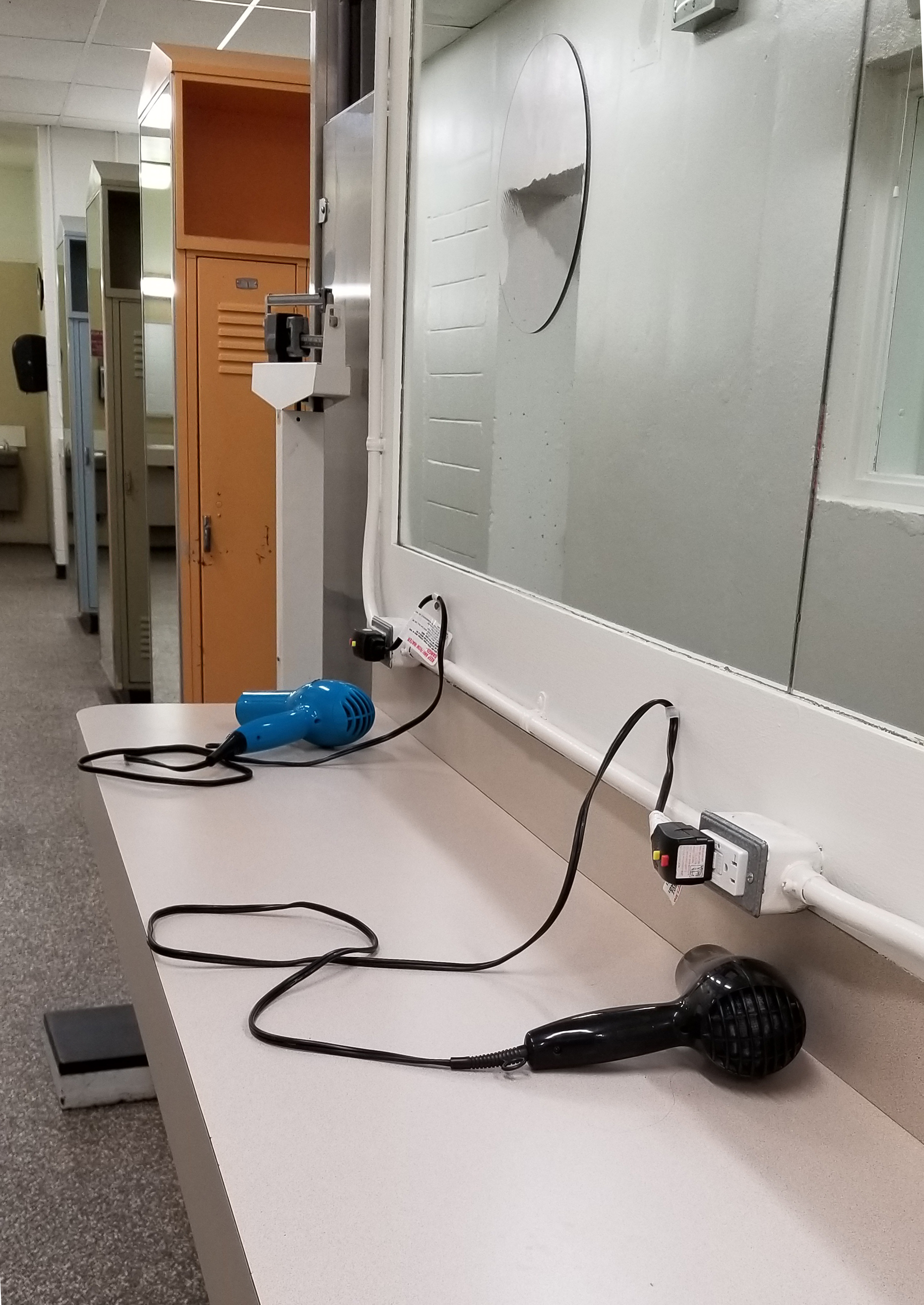 Hair Dryers picture of hair dryers in locker room